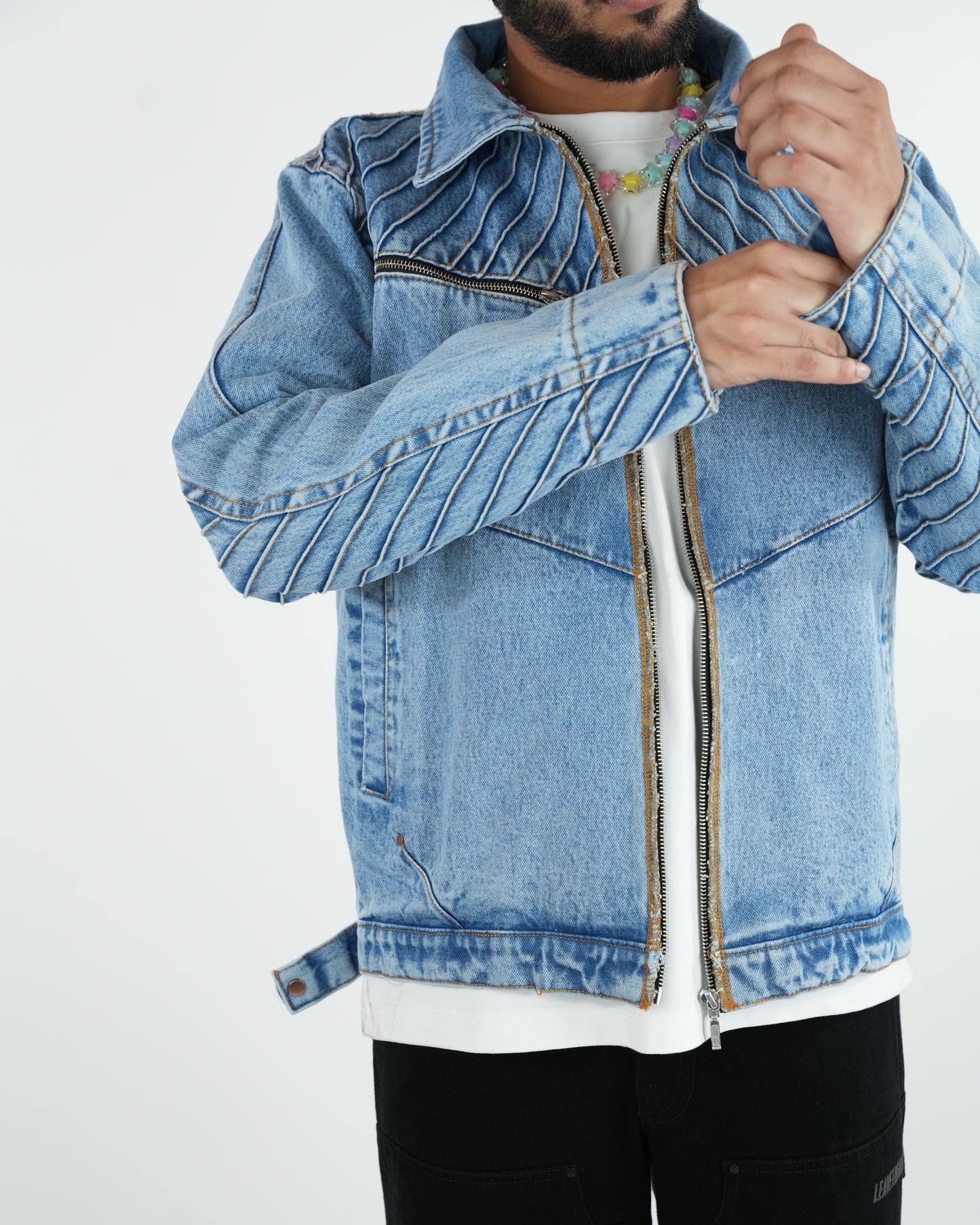 Pleated Denim Jacket-RTW
