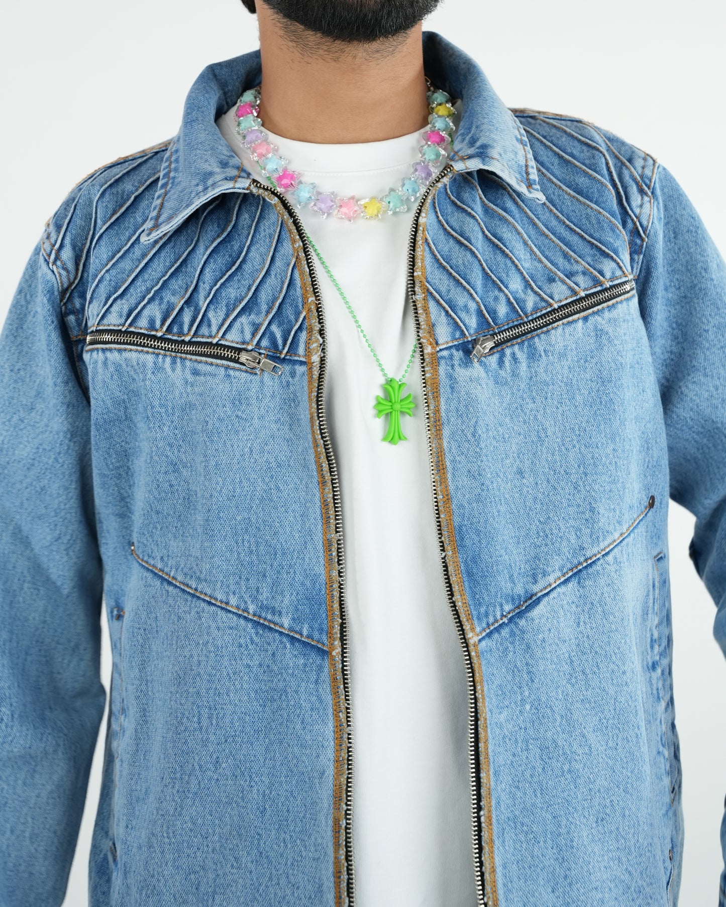 Pleated Denim Jacket-RTW