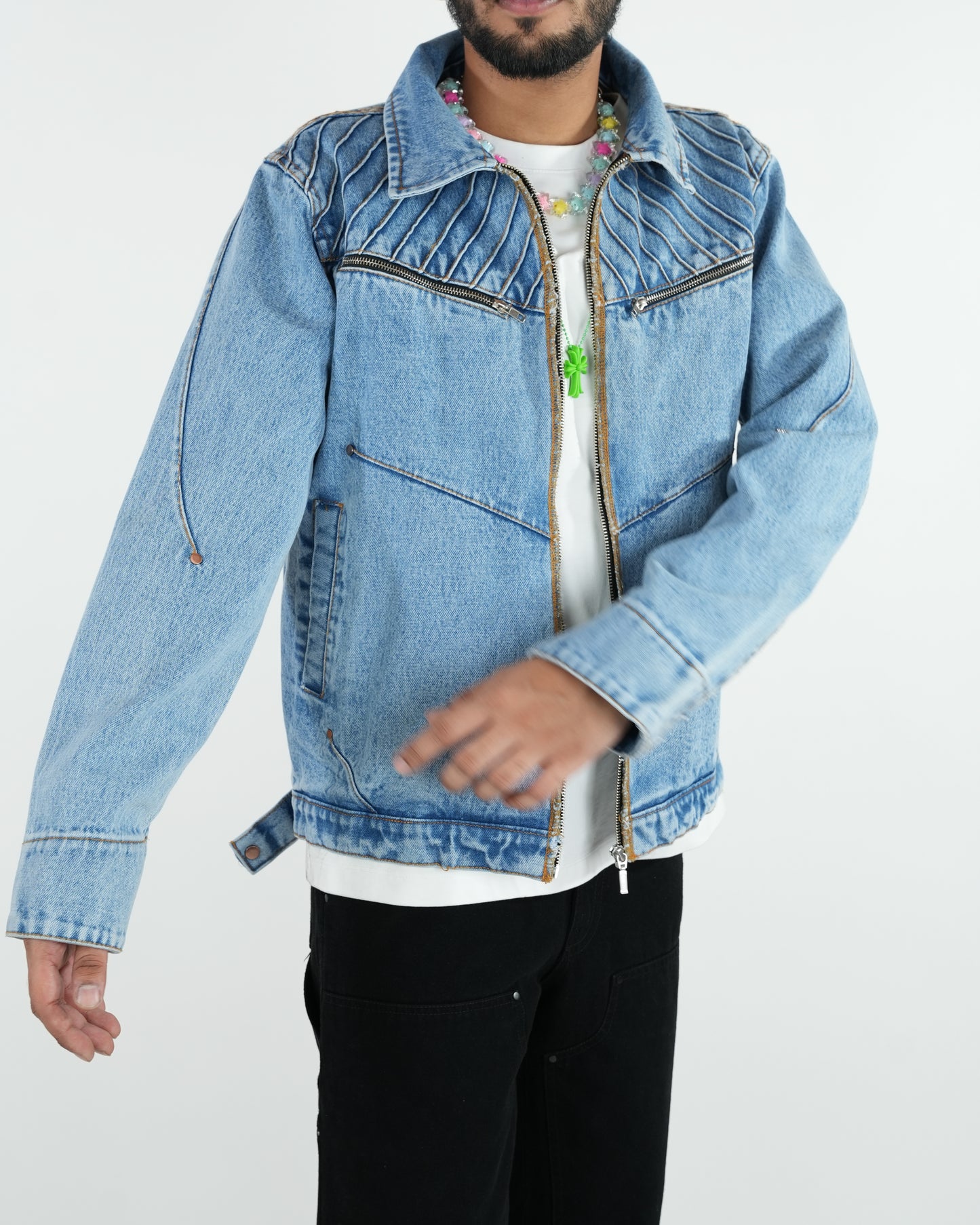 Pleated Denim Jacket-RTW
