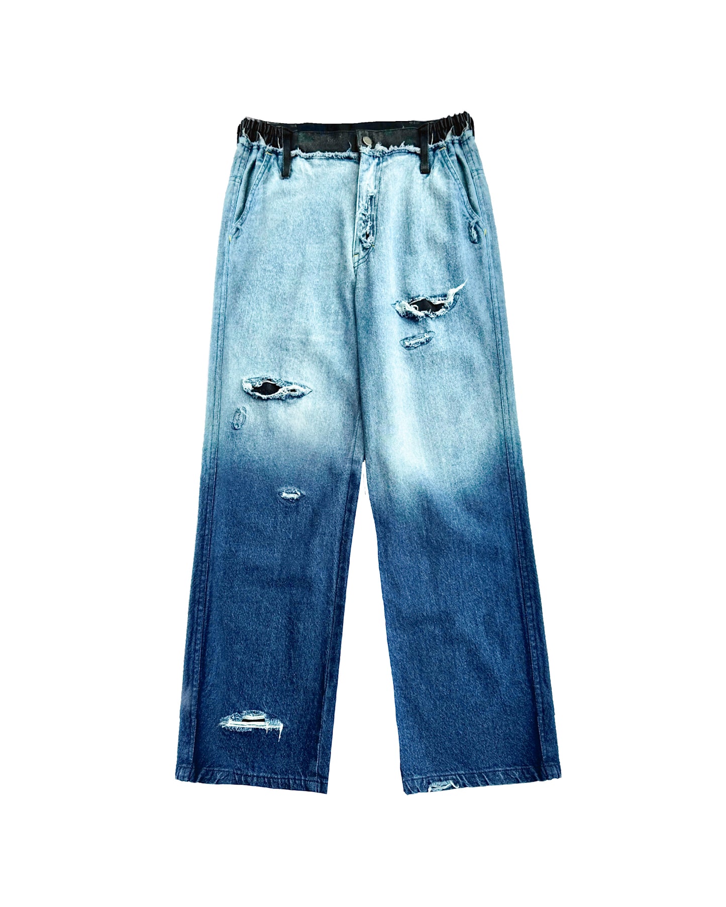 Ombre Distressed Jeans-Indigo - RTW
