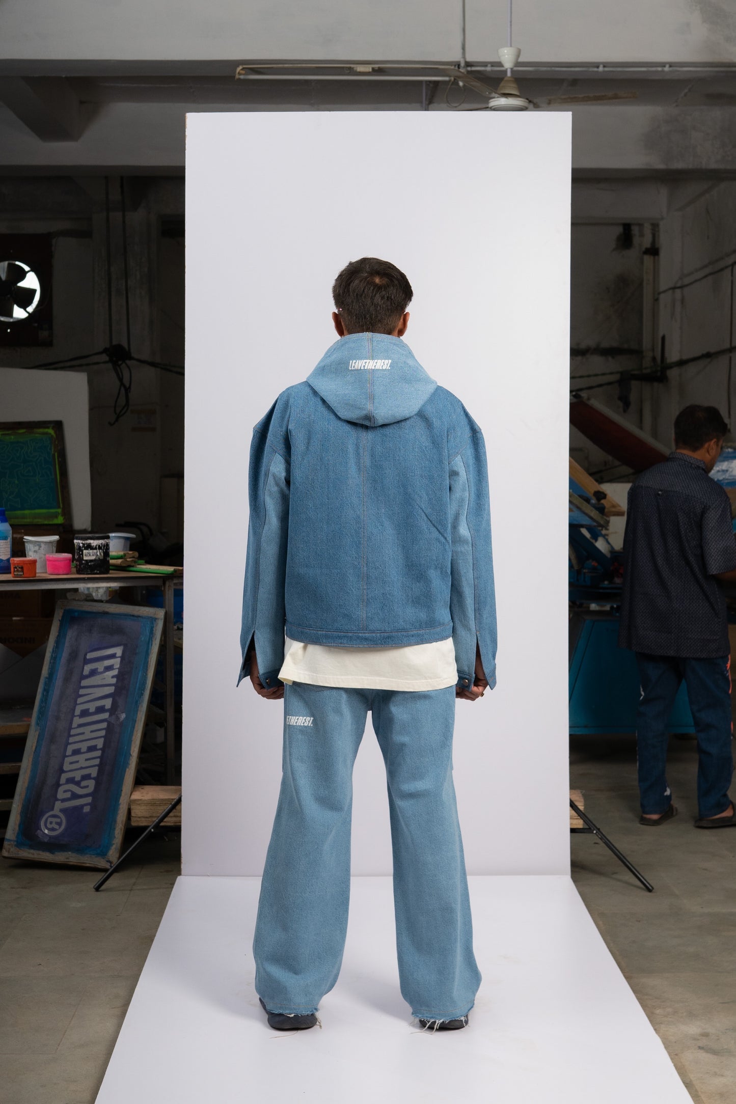 Denim hoodie bluish - leavetherest.