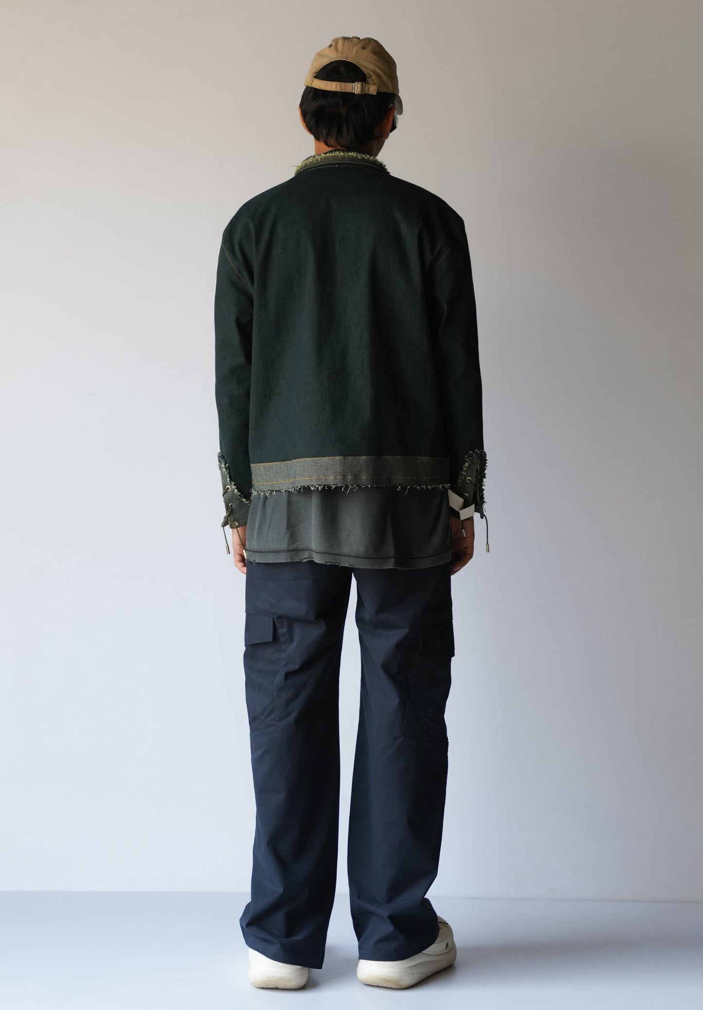 Denim Hoodie without hood-Bottle Green - RTW