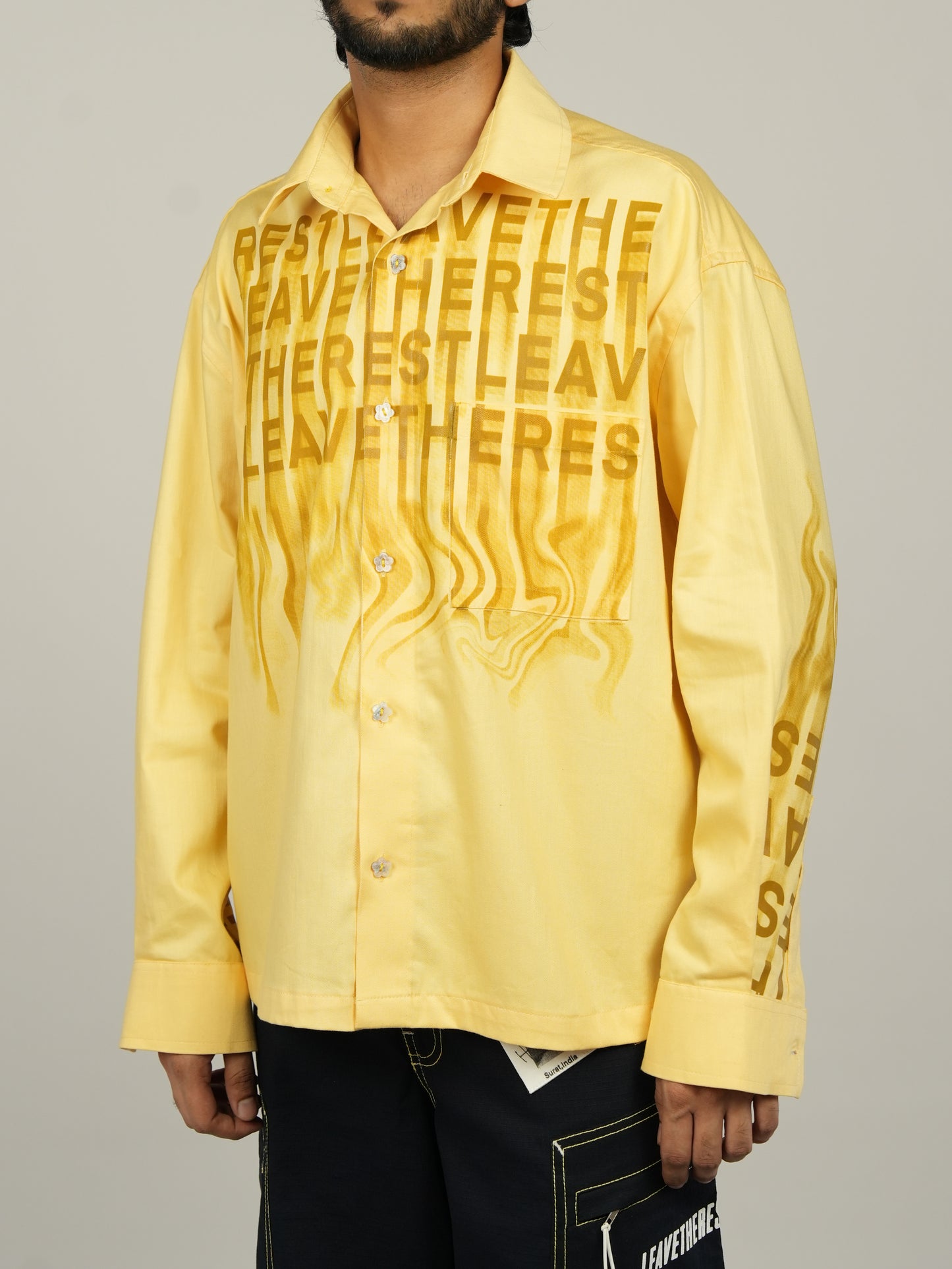 Big Print oxford shirt-Yellow