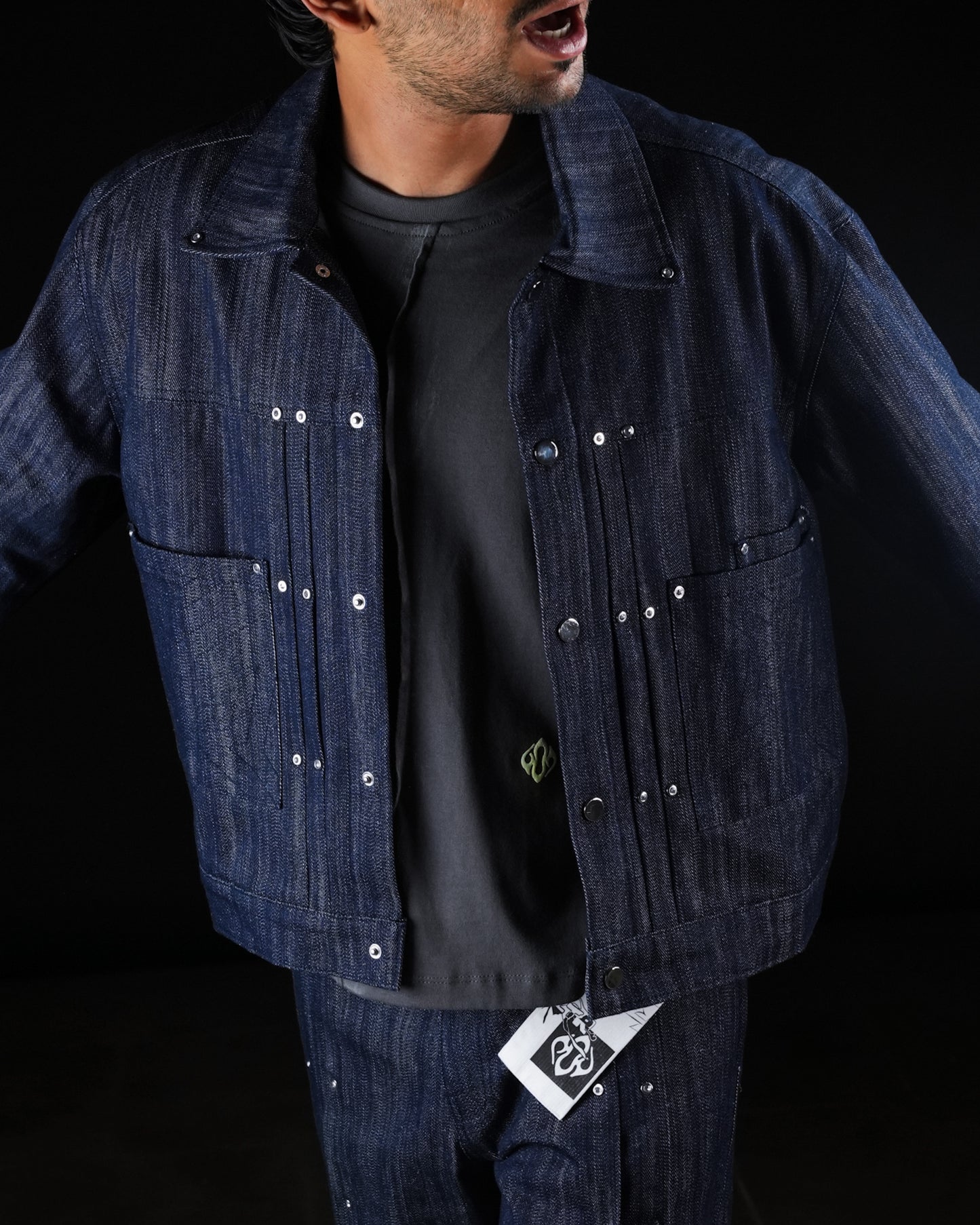 Pleated Slub Jacket-Indigo - MTM