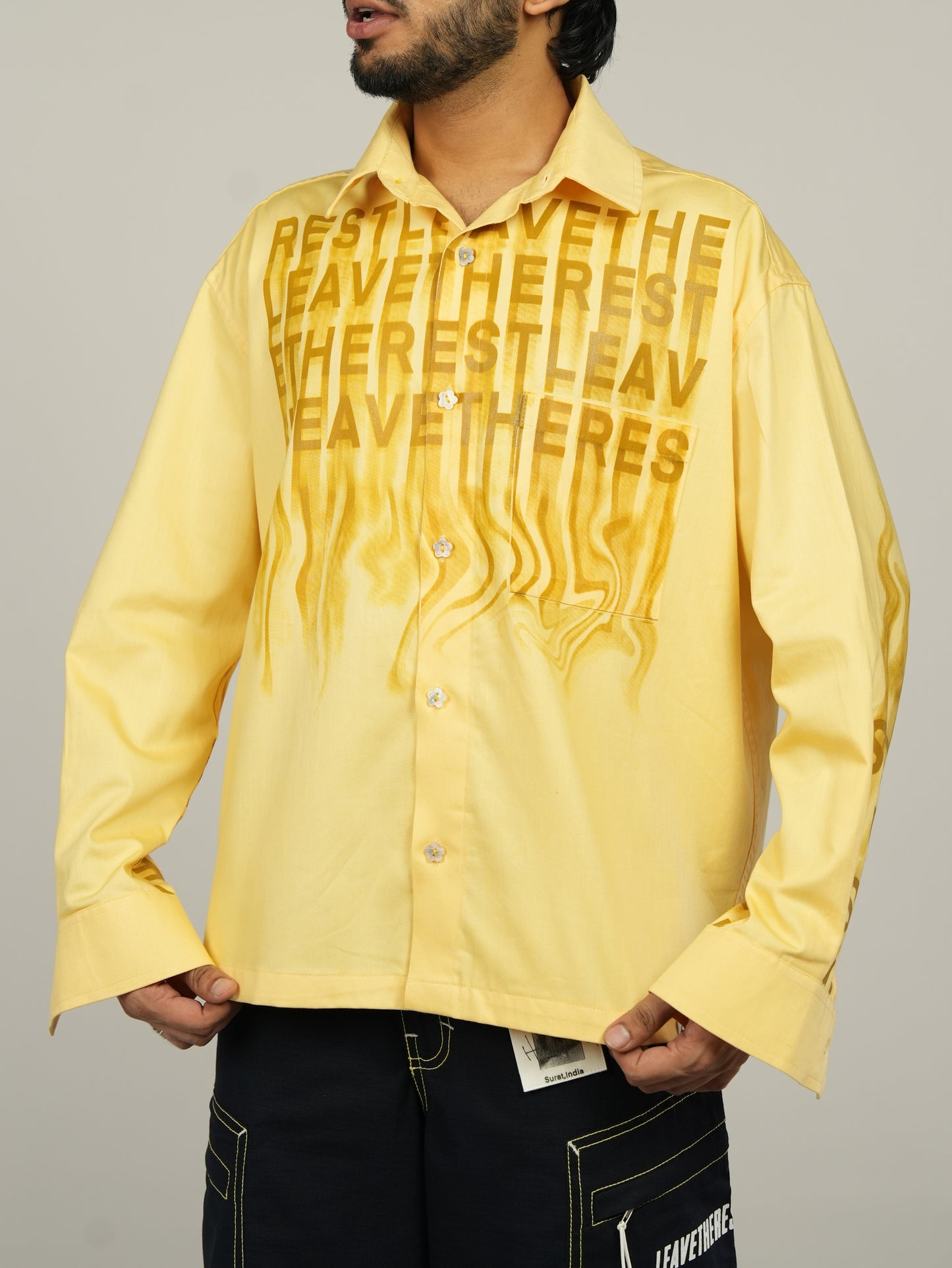 Big Print oxford shirt-Yellow