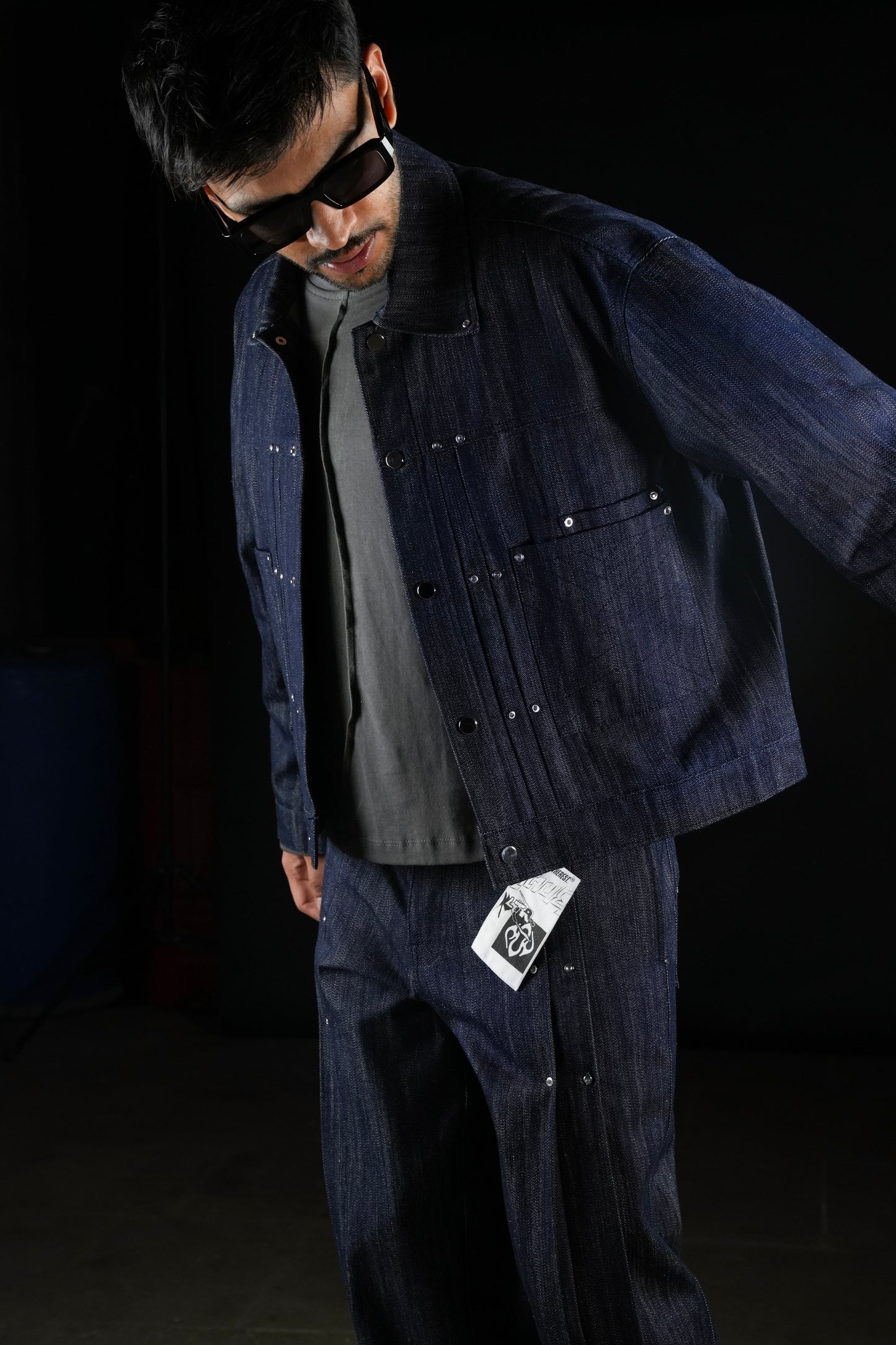 Pleated Slub Jacket-Indigo - MTM
