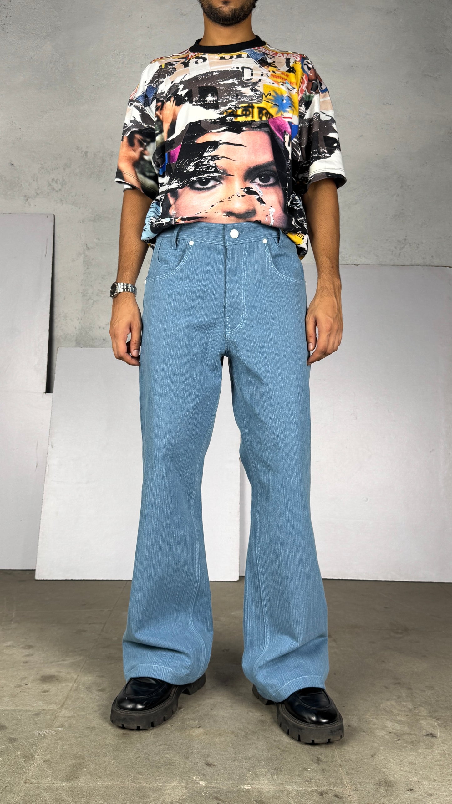 Raw Mid sky jeans masti flared pharrel - RTW