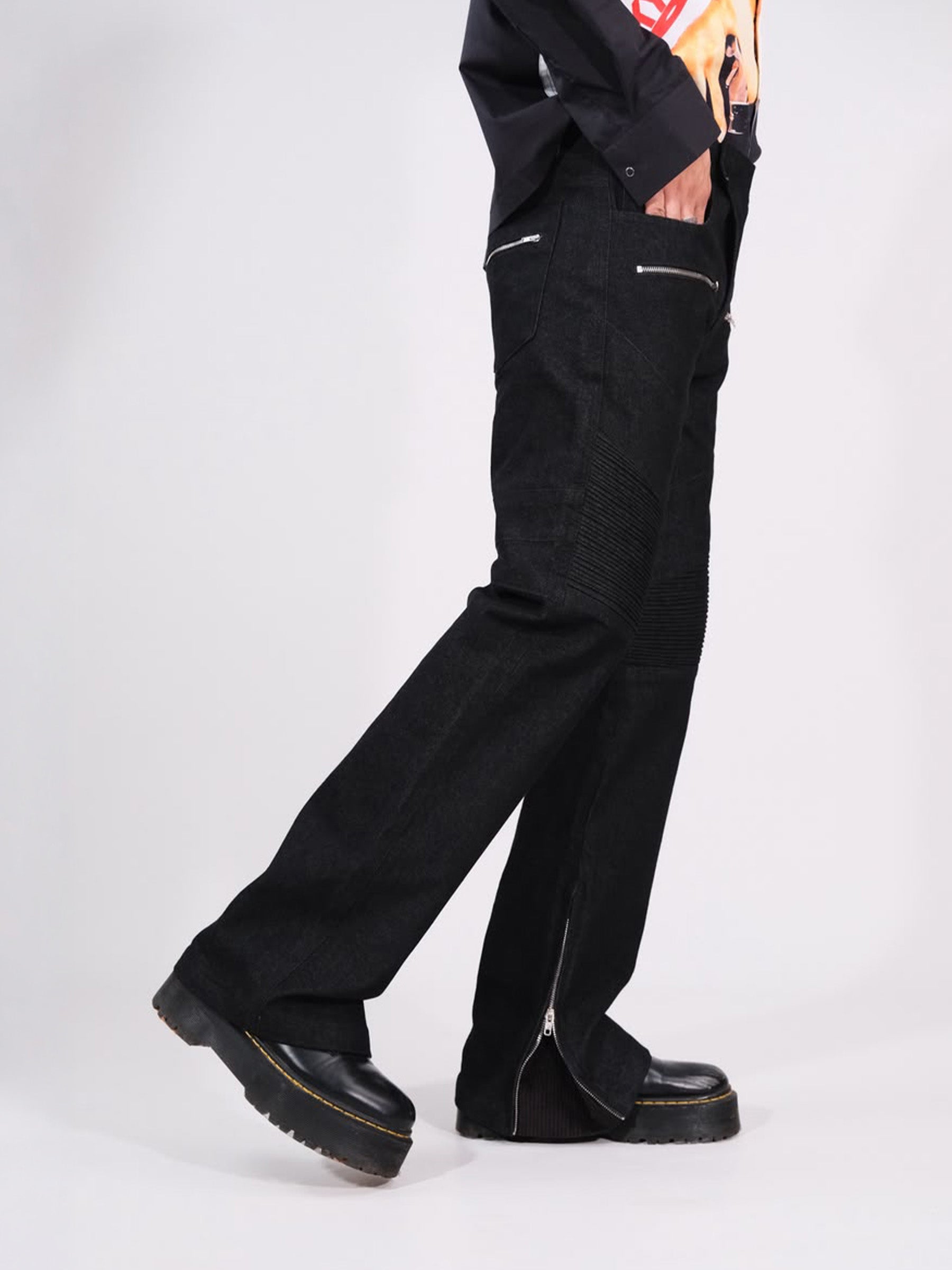 Biker Jeans - Black Slub - RTW