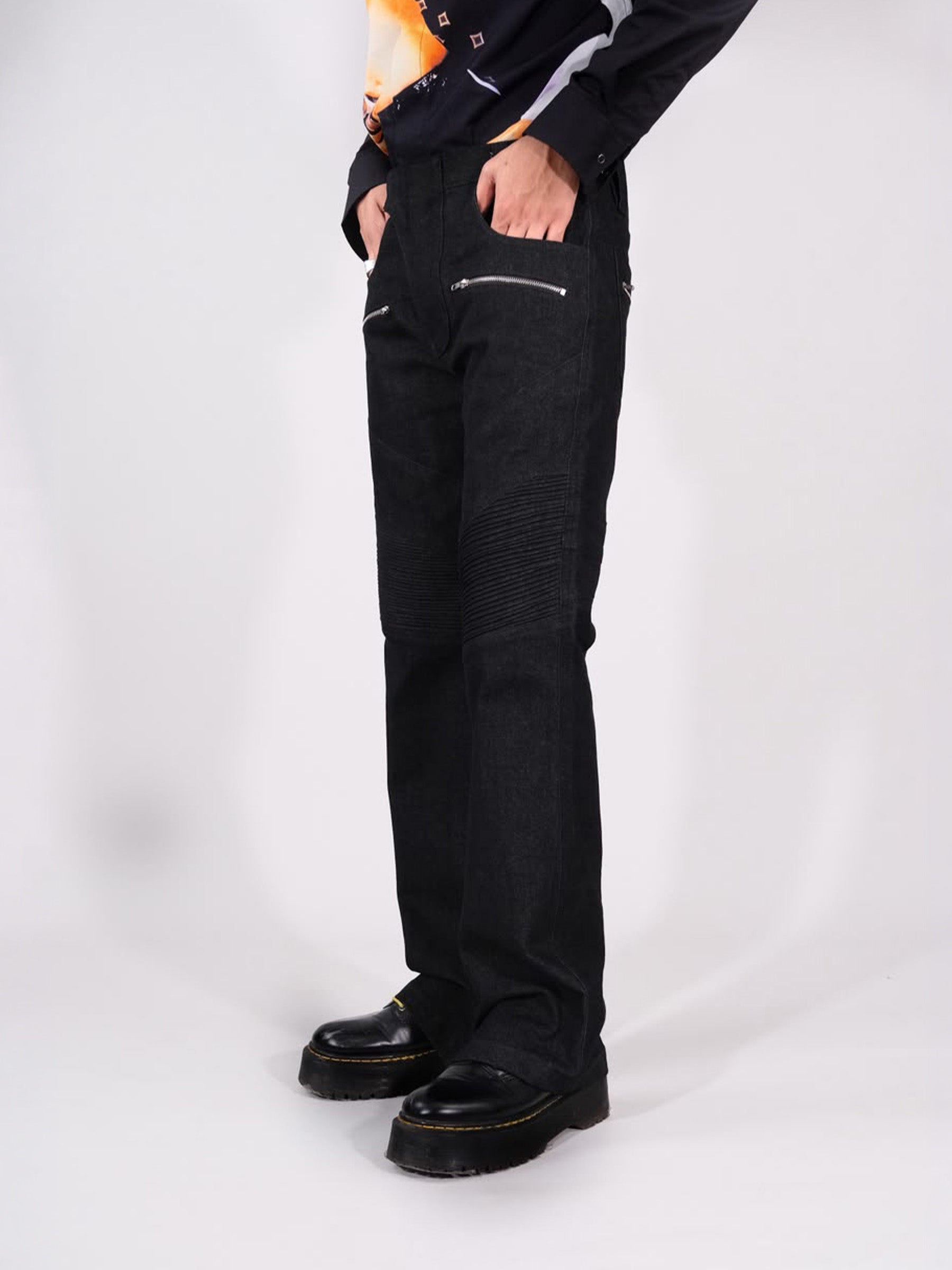 Biker Jeans - Black Slub - RTW