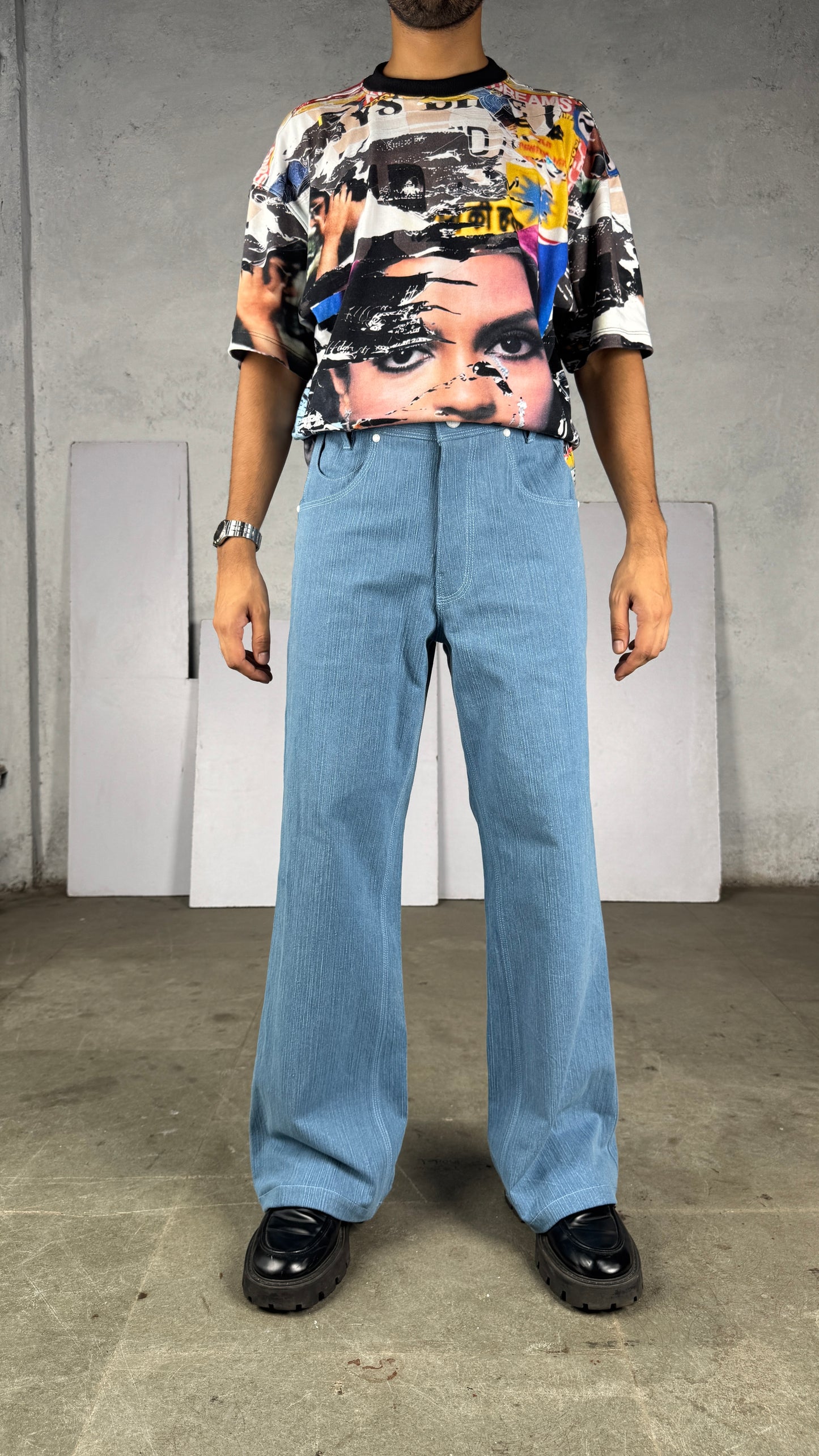 Raw Mid sky jeans masti flared pharrel - RTW