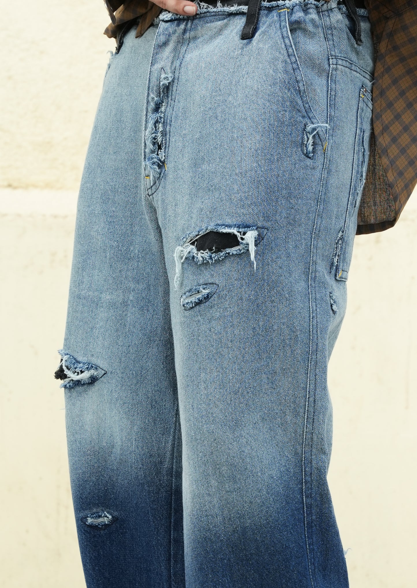 Ombre Distressed Jeans-Indigo - RTW