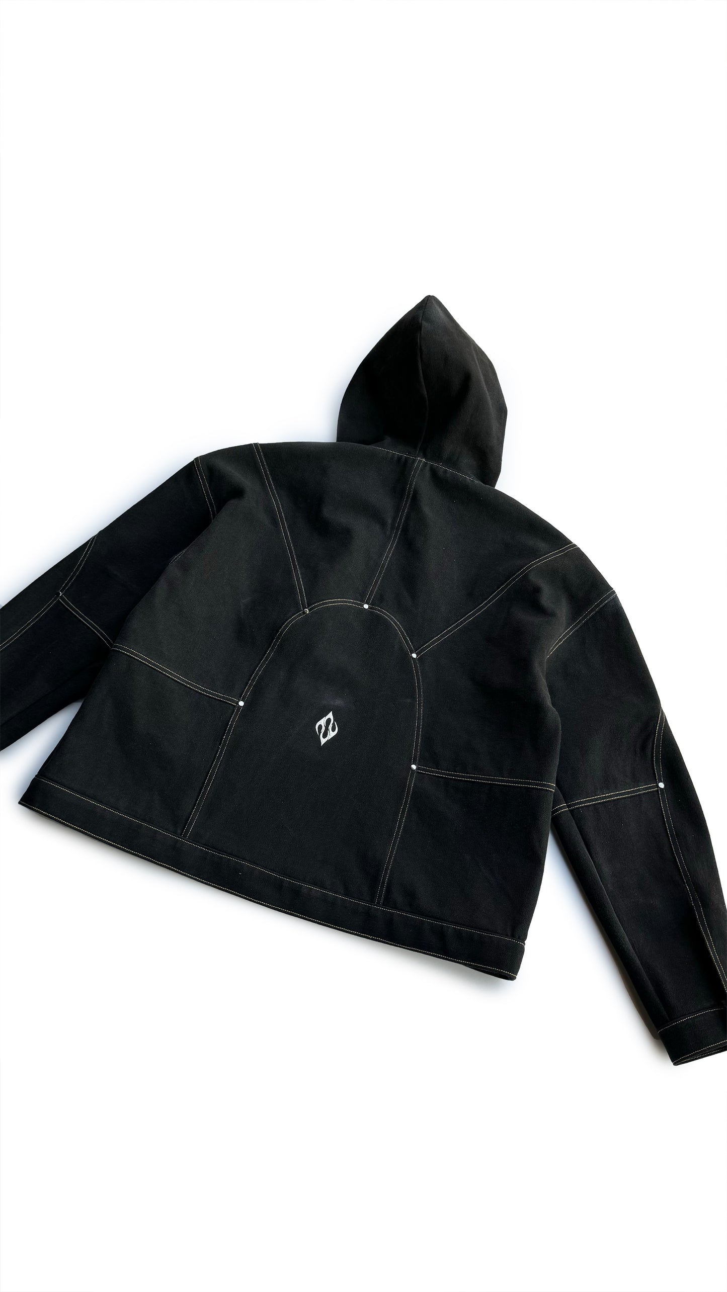 Panelled Black denim hoodie - MTM